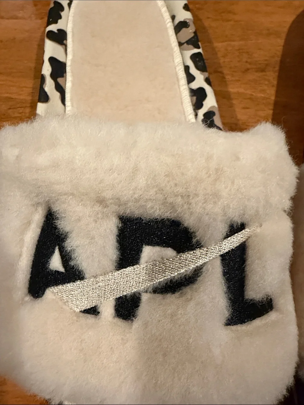 APL Cream Leopard Shearling Slide Sandals - Picture 3 of 6
